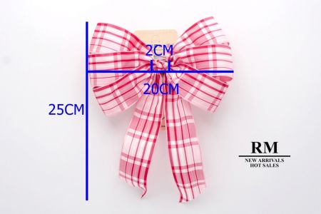 Red Plaid 6 Loops with Knot Ribbon Bow_BW638-PF110W-9