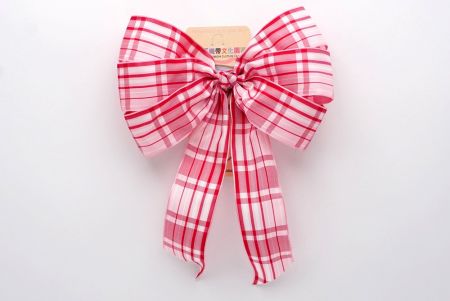 Red Plaid 6 Loops with Knot Ribbon Bow_BW638-PF110W-9