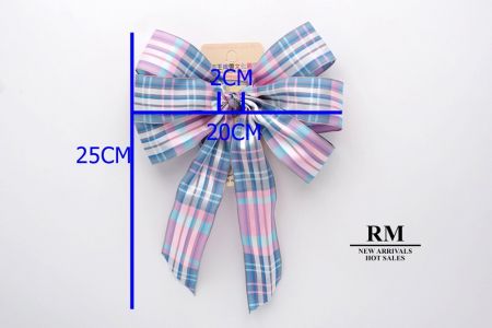 Pink and Blue Plaid 6 Loops with Knot Ribbon Bow_BW638-PF134W-2