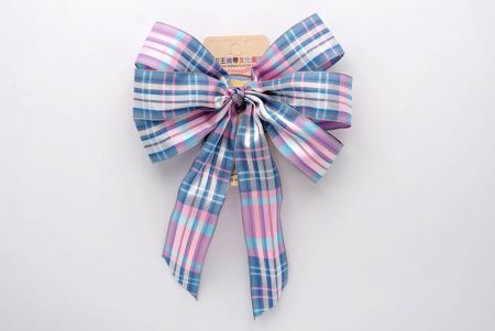 Pink and Blue Plaid 6 Loops with Knot Ribbon Bow_BW638-PF134W-2