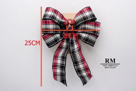 Black, Red and White Plaid 6 Loops with Knot Ribbon Bow_BW638-PF137W-2