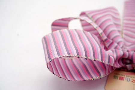 Lazo de cinta a rayas morado y rosa con 6 bucles y nudo_BW638-PF146E-3