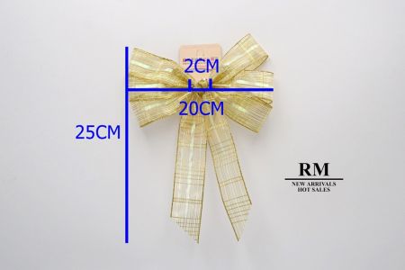 Gold Plaid 6 Loops with Knot Ribbon Bow_BW638-PF95W-10_1