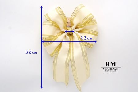 Metallic Gold and Ivory 6 Loops with Knot Ribbon Bow_BW638-W144-7