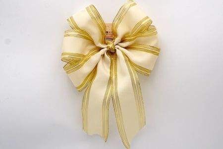 Metallic Gold and Ivory 6 Loops with Knot Ribbon Bow_BW638-W144-7