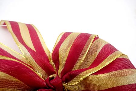 Red and Metallic Sheer Stripe 6 Loops with Knot Ribbon Bow_BW638-W221-4