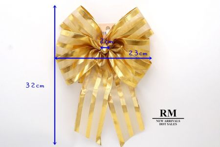 Metallic Stripe 6 Loops with Knot Ribbon Bow_BW638-W253