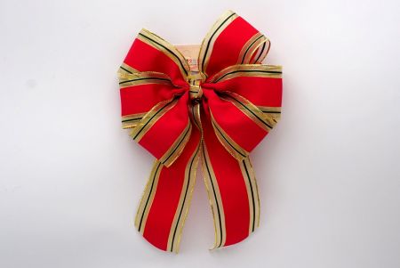 Red Grosgrain and Metallic Edge 6 Loops with Knot Ribbon Bow_BW638-W259-3