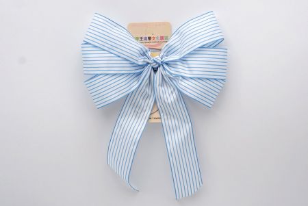 White and Blue Stripe 6 Loops with Knot Ribbon Bow_BW638-W805E-2