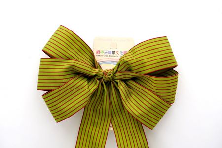 Green and Red Stripe 6 Loops with Knot Ribbon Bow_BW638-W805E-6