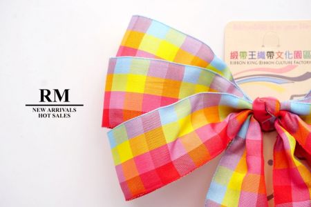 Candy Color Checkered 6 Loops with Knot Ribbon Bow_BW638_PF64-2