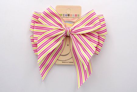Lazo de cinta de doble vuelta con rayas rosas y amarillas_BW639-K1297-3