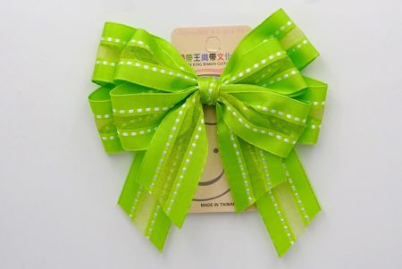 Green Grosgrain and Mid Sheer Double 2 Loops Ribbon Bow_BW639-K1320-5