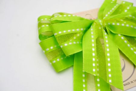 Green Grosgrain and Mid Sheer Double 2 Loops Ribbon Bow_BW639-K1320-5
