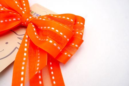 Orange Grosgrain and Mid Sheer Double 2 Loops Ribbon Bow_BW639-K1320-6