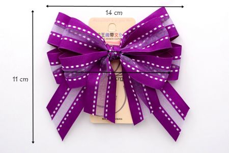 Lazo de cinta de grosgrain violeta y medio transparente de doble vuelta_BW639-K1320-7