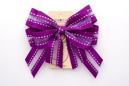 Violet Grosgrain and Mid Sheer Double 2 Loops Ribbon Bow_BW639-K1320-7