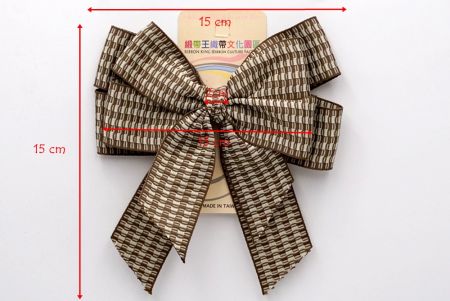 Brown Unique Checkered Double 2 Loops Ribbon Bow_BW639-K1750-128