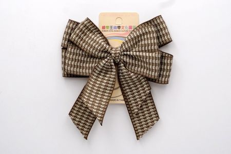 Brown Unique Checkered Double 2 Loops Ribbon Bow_BW639-K1750-128