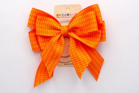 Orange einzigartige karierte Doppelte 2-Schleifenband-Schleife_BW639-K1750-361