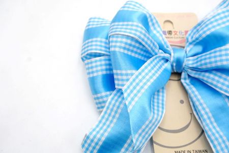 Lt Blue and Gray Double 2 Loops Ribbon Bow_BW639-PF105W-5