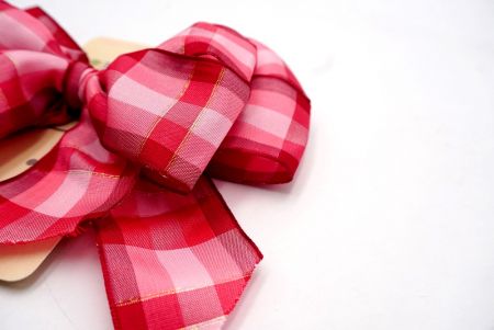 Pink Plaid Double 2 Loops Ribbon Bow_BW639-PF108W-3