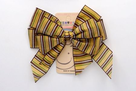 Gelbe und braune gestreifte Doppelschleife aus 2 Schleifenbändern_BW639-PF154-6
