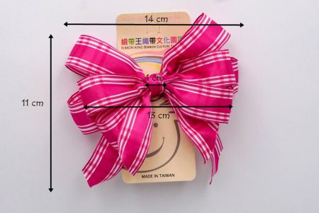 Hot Pink Plaid Double 2 Loops Ribbon Bow_BW639-PF196W-7