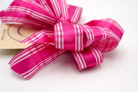 Hot Pink Plaid Double 2 Loops Ribbon Bow_BW639-PF196W-7