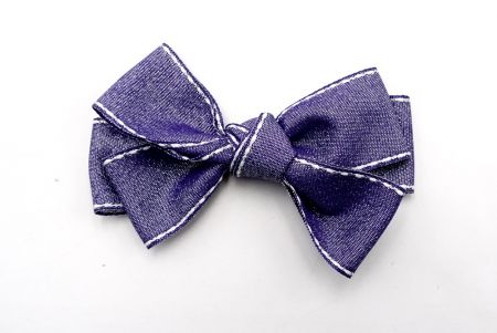 Glittery Violet- Saddle Stitch Grosgrain 6 Loops Hair Ribbon Bow_BW640-DK1680-14