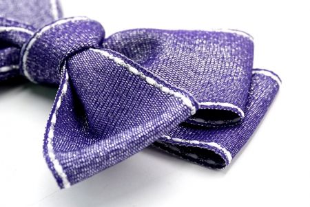 Блискучий фіолетовий - Сідельний стібок з грошгрену на 6 петель Волосся стрічка Бант_BW640-DK1680-14
