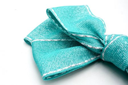 Laço de fita de cabelo de 6 laços de gorgorão com costura de sela verde tiffany brilhante_BW640-DK1680-34
