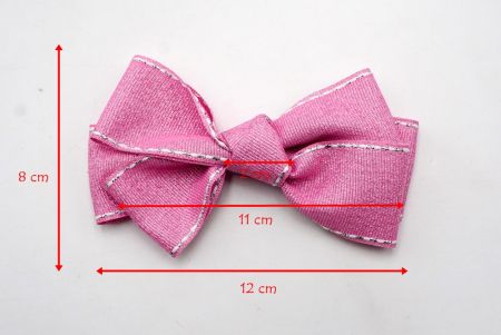 Glitzerndes Pink - Sattelstich Grosgrain 6 Schleifen Haarband_BW640-DK1680-36