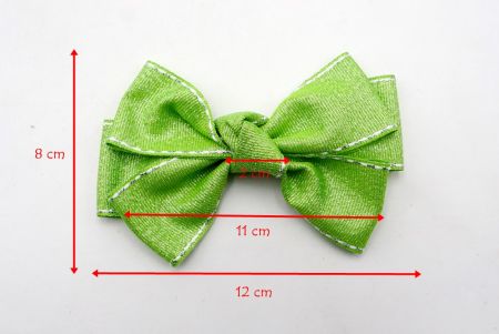 Błyszczący zielony - Siodłane szwy wstążka groszgrain z 6 pętlami na włosy - BW640-DK1680-37