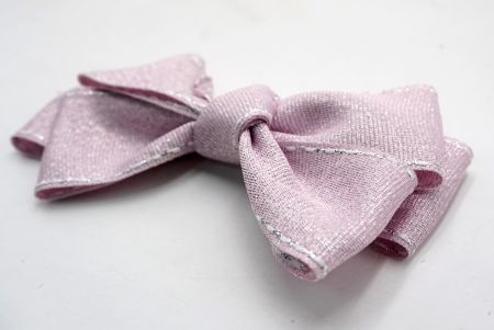 Glittery B. Pink- Saddle Stitch Grosgrain 6 Loops Hair Ribbon Bow_BW640-DK1680-3