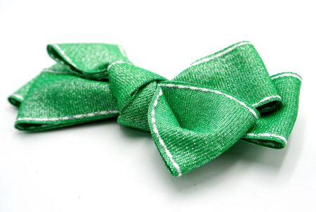 Laço de fita de cabelo de 6 laços de gorgorão com costura de sela verde escuro brilhante_BW640-DK1680-41