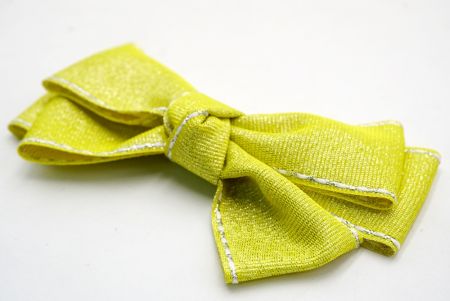Glittery Yellow- Saddle Stitch Grosgrain 6 Loops Hair Ribbon Bow_BW640-DK1680-9