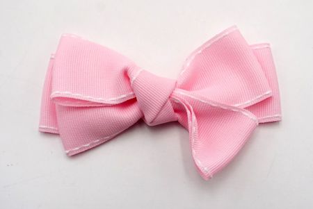Pink - Saddle Stitch Grosgrain 6 Loops Hair Ribbon Bow_BW640-DK584-1-150154
