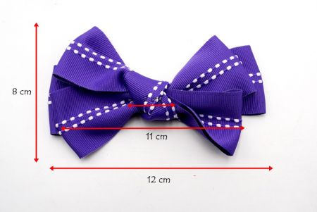 Violet - Nœud en ruban de cheveux à 6 boucles avec couture centrale_BW640-K1285-11