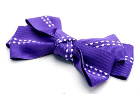 Violet - Middle Stitch 6 Loops Hair Ribbon Bow_BW640-K1285-11