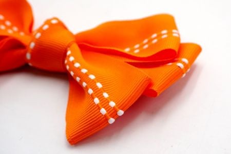 Orange - Middle Stitch 6 Loops Hair Ribbon Bow_BW640-K1285-2