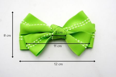Green - Middle Stitch 6 Loops Hair Ribbon Bow_BW640-K1285-5