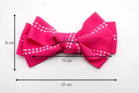 Rosa fuerte - Lazo de cinta para el cabello con 6 lazos y costura en el medio_BW640-K1285-6