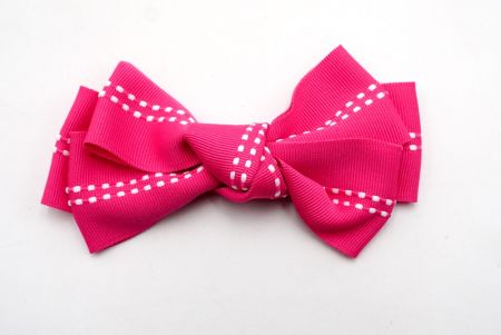 Hot Pink - Middle Stitch 6 Loops Hair Ribbon Bow_BW640-K1285-6