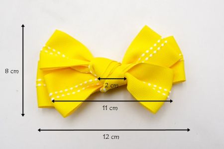 Yellow - Middle Stitch 6 Loops Hair Ribbon Bow_BW640-K1285-8