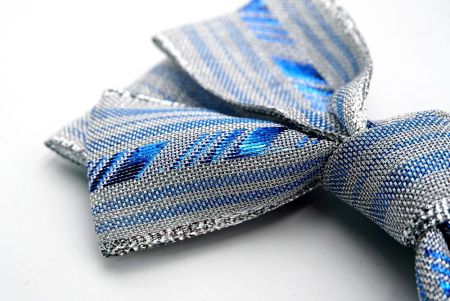 Metallisches Silber und Blaues Diagonales Streifen 6 Schleifen Haarband_BW640-K1414S-2