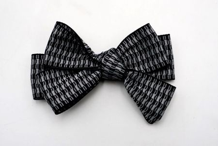 Black Unique Checkered 6 Loops Hair Ribbon Bow_BW640-K1750-001