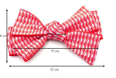 Red Unique Checkered 6 Loops Hair Ribbon Bow_BW640-K1750-271