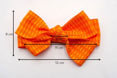 Orange Unique Checkered 6 Loops Hair Ribbon Bow_BW640-K1750-361