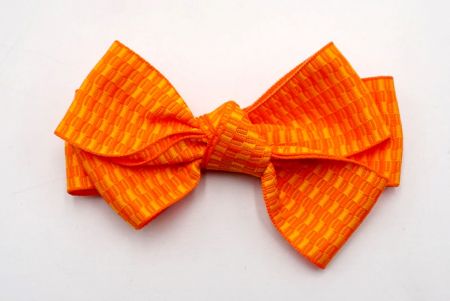 Ruban à cheveux à carreaux orange unique avec 6 boucles_BW640-K1750-361